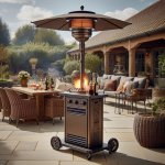 EAST OAK 48,000 BTU Patio Heater with Integrated Drinks Stand and Wheels - Gardening Tips
