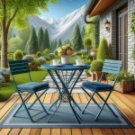 Alpine Corporation 3-Piece Indoor/Outdoor Bistro Set - Folding Table and Chairs in Blue - Garden Decor Tips