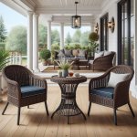 Nestl Wicker Outdoor Furniture Set - 3-Piece Patio Bistro Set (Brown/Navy) - Garden Decor Tips