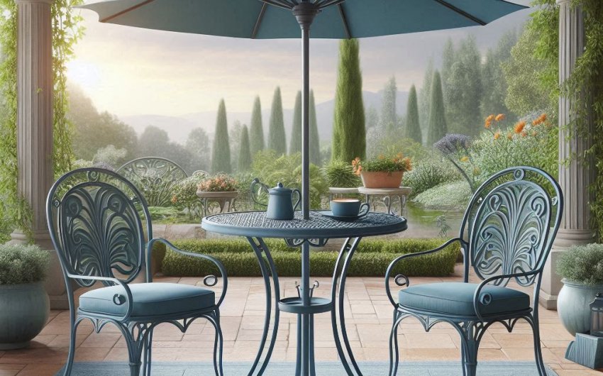 Christopher Knight Home Colmar 3-Piece Outdoor Iron Bistro Set - Matte Blue