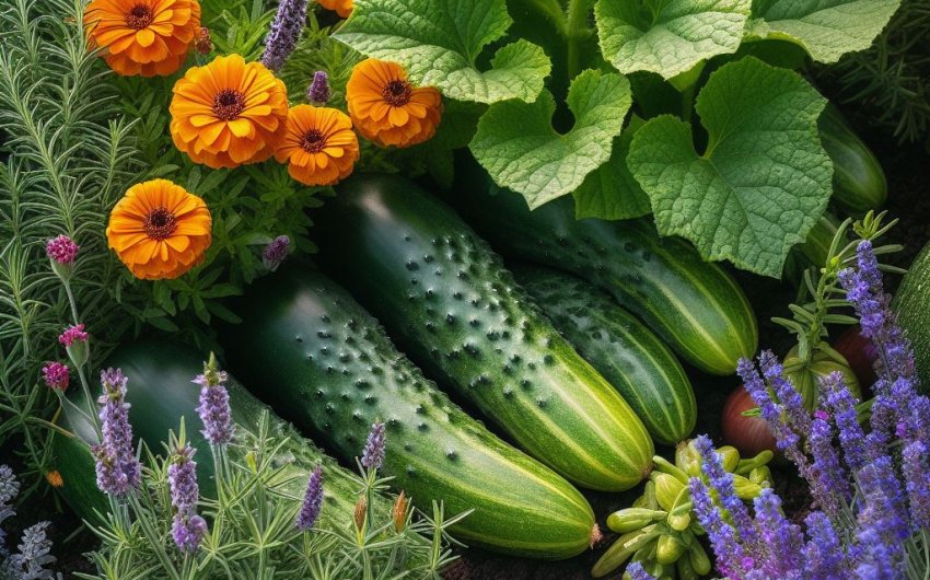 Can companion planting help deter slugs from attacking my cucumber plants?