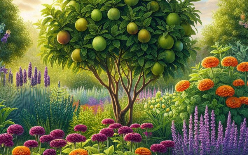 What are some companion plants for guava trees?