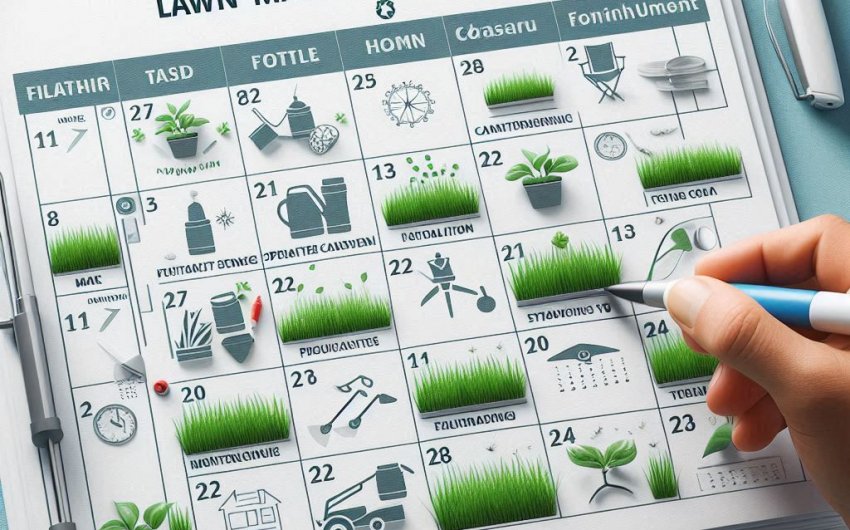 How do I create a lawn maintenance schedule?