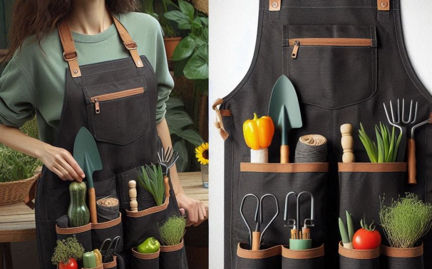 Gardening Apron with 7 Pockets & Drawstring Bag - Unisex for Women & Men
