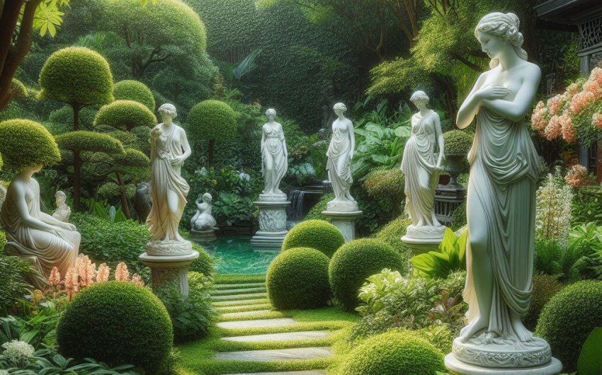Graceful Statues Adorning Gardens: A Tribute to Nature's Beauty