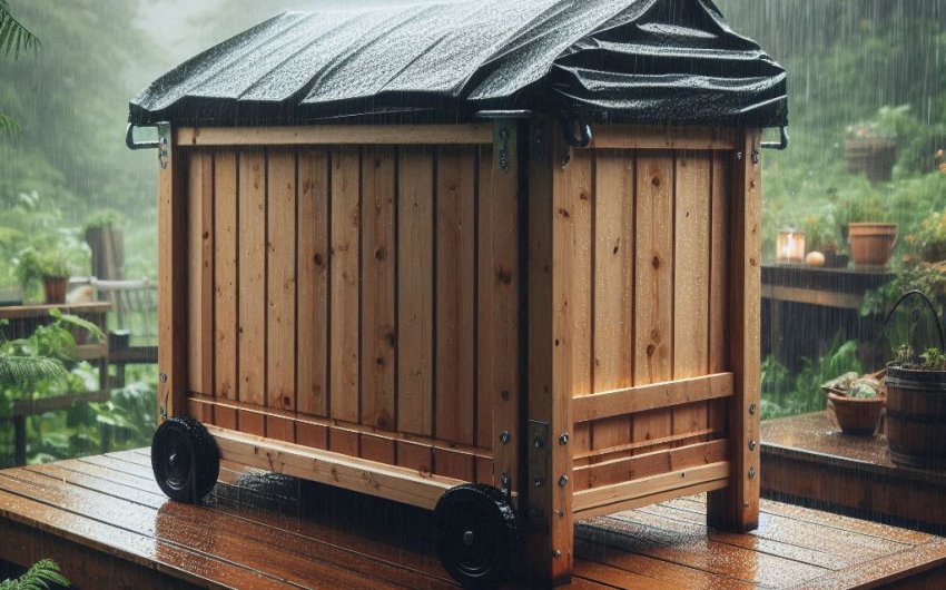 How do I compost in areas with frequent rain or floods?