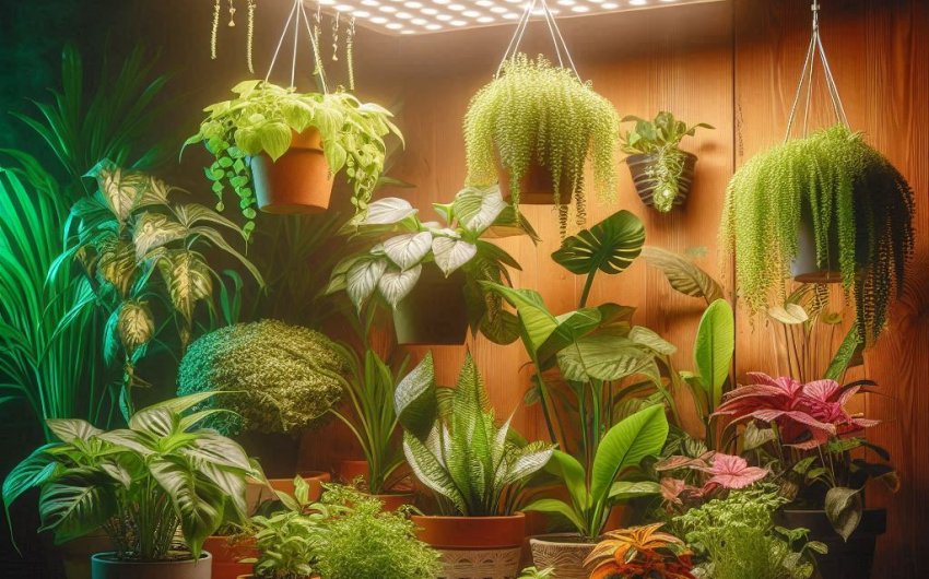 How do I set up a grow light for indoor plants?