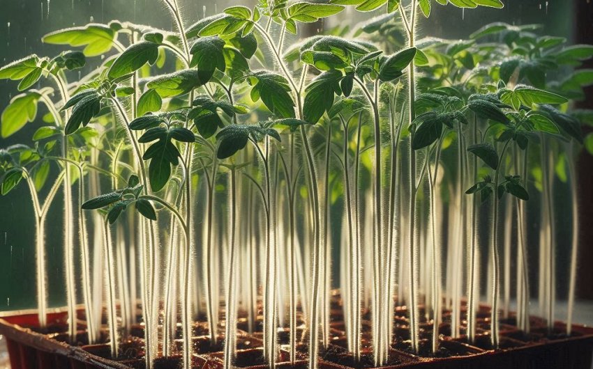 How to fix leggy growth in tomato seedlings?