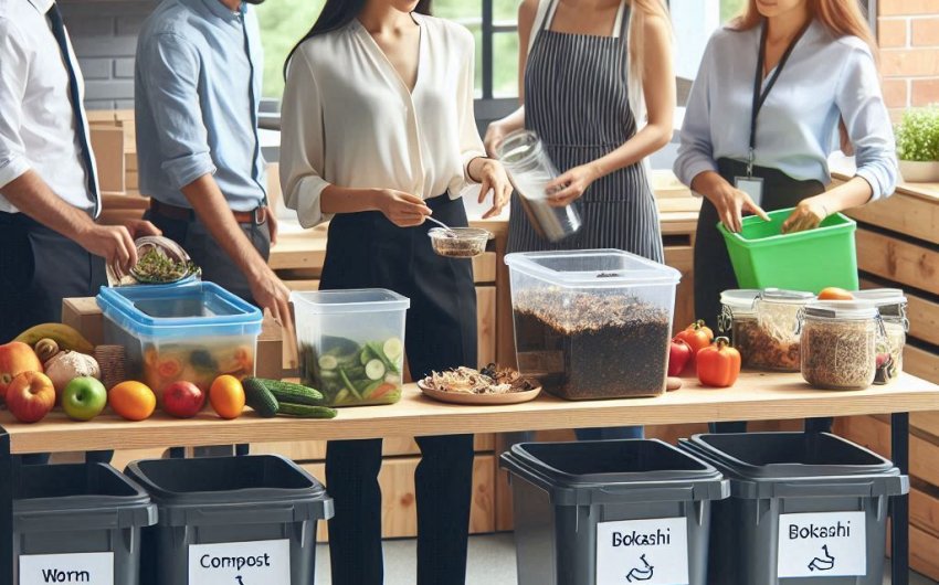 How Can I Compost Food Waste in an Eco-Friendly Business or Office Environment?