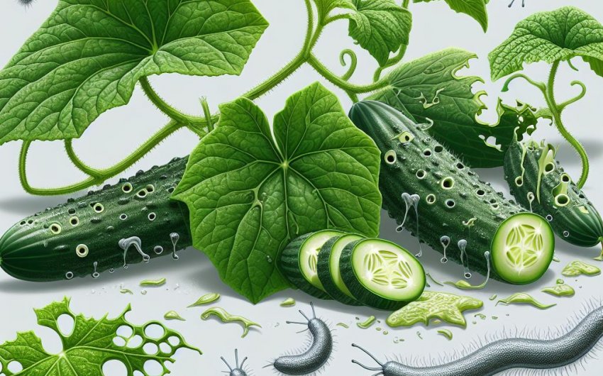 What are the signs that my cucumber plants are being damaged by slugs?