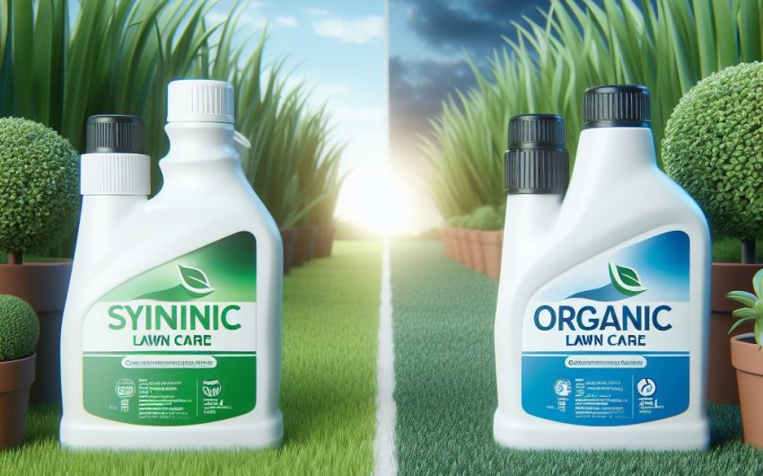 What are the pros and cons of synthetic vs. organic lawn care products?