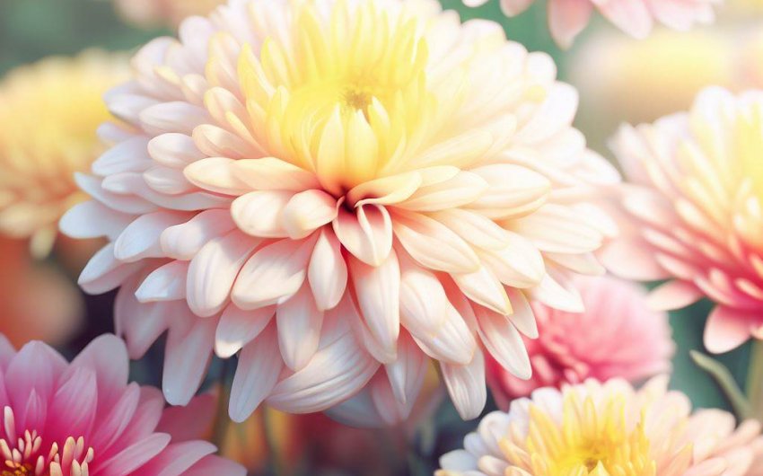 The Beauty of Chrysanthemum Flowers in the Autumn Garden
