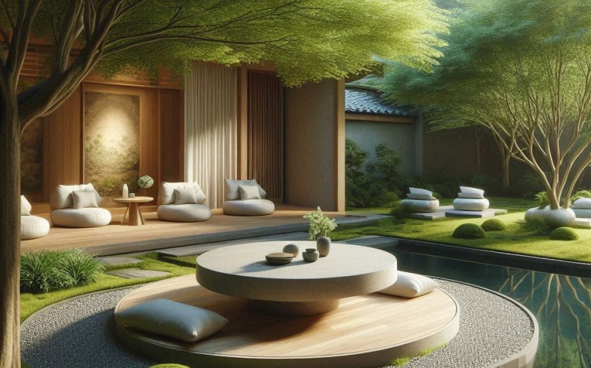 What is the Best Furniture Layout for a Meditation Garden with Water Features?