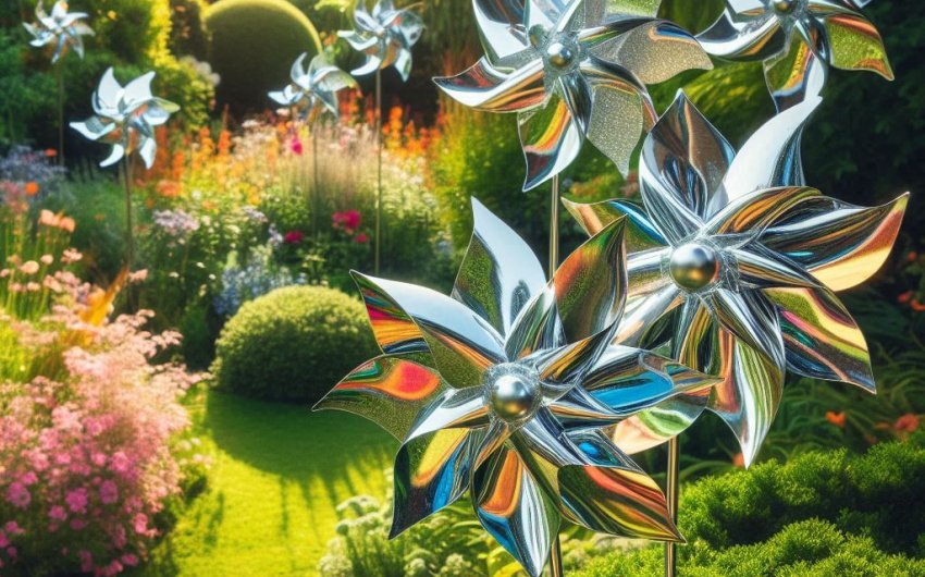 Reflective Pinwheels for Gardens - 10 Pack Bird-Scaring Wind Spinners
