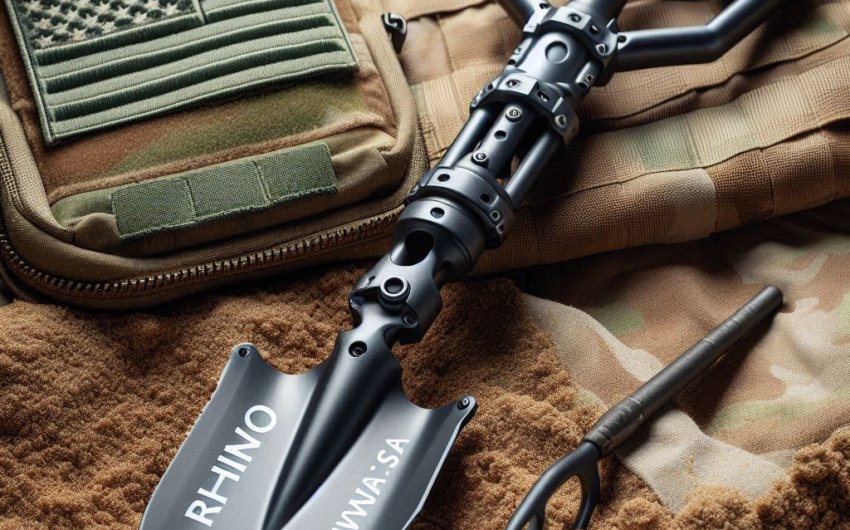 RHINO USA Folding Survival Shovel with Pick - Heavy Duty Entrenching Tool