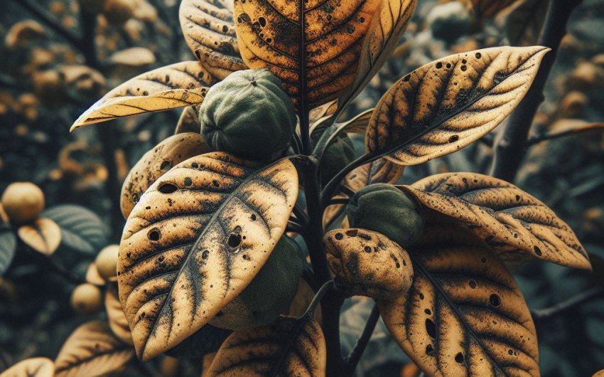 Why are the leaves on my guava tree turning yellow?