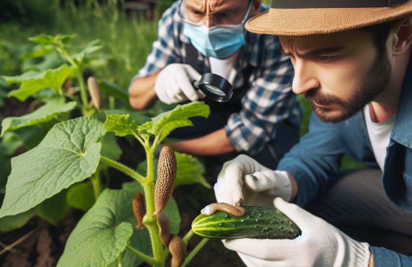 How often should I check for slug activity in my cucumber garden?