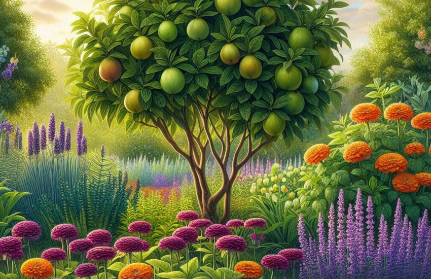 What are some companion plants for guava trees?