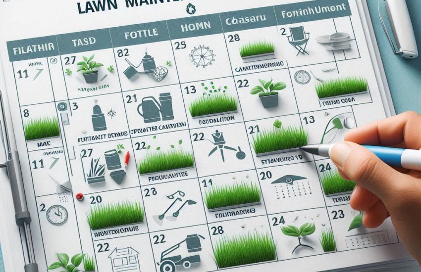 How do I create a lawn maintenance schedule?