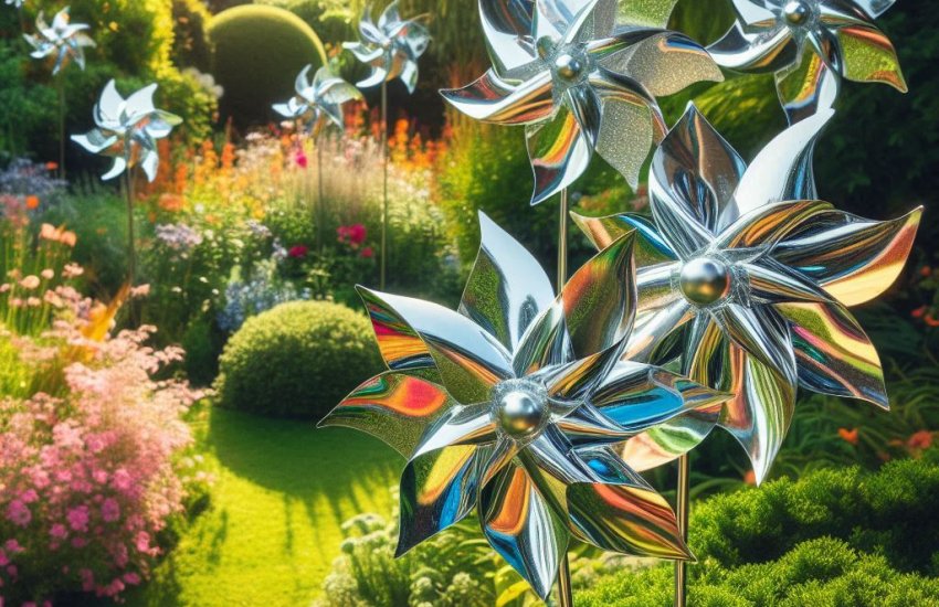 Reflective Pinwheels for Gardens - 10 Pack Bird-Scaring Wind Spinners