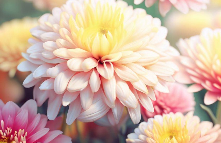 The Beauty of Chrysanthemum Flowers in the Autumn Garden
